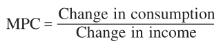 Machine generated alternative text: Change in consumption MPC =
Change in income 